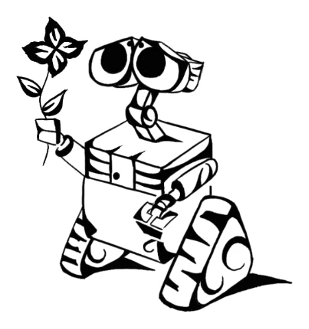 Flash crtež: robot Wall-E koji drži cvet